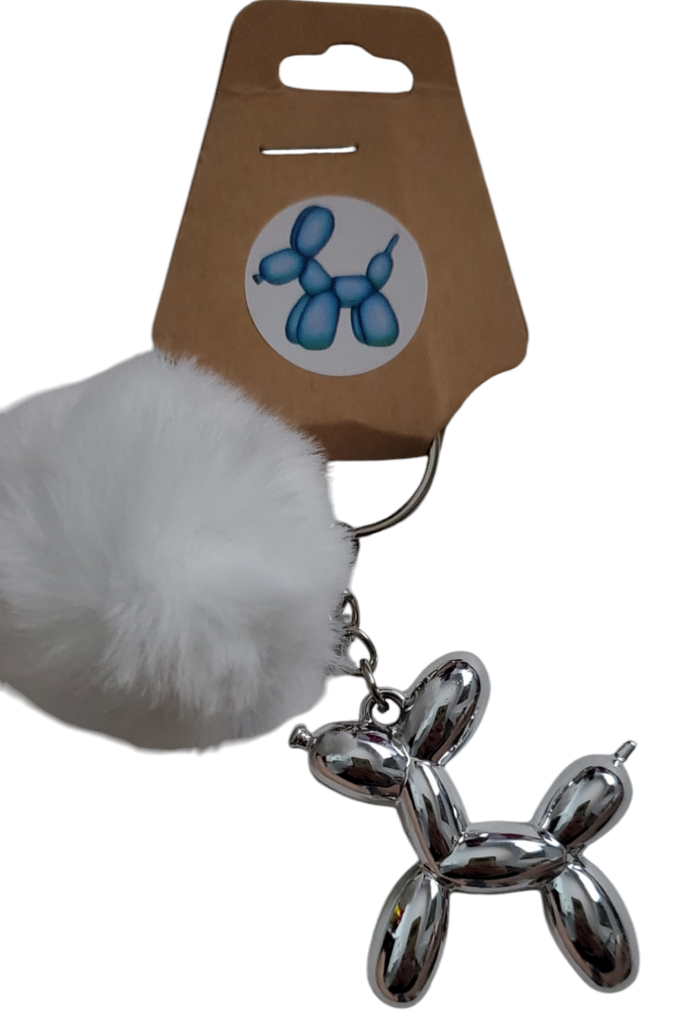 Balloon Dog Keychain with pompom