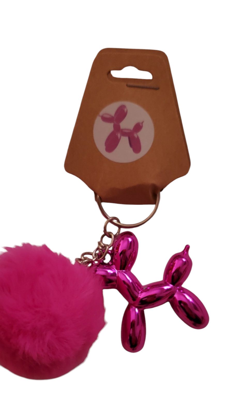 Balloon Dog Keychain with pompom