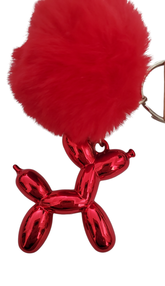 Balloon Dog Keychain with pompom